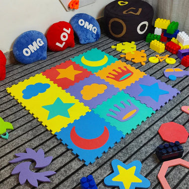 MULTICOLOR LEARNING PUZZLE PLAYMAT - 9 PCS